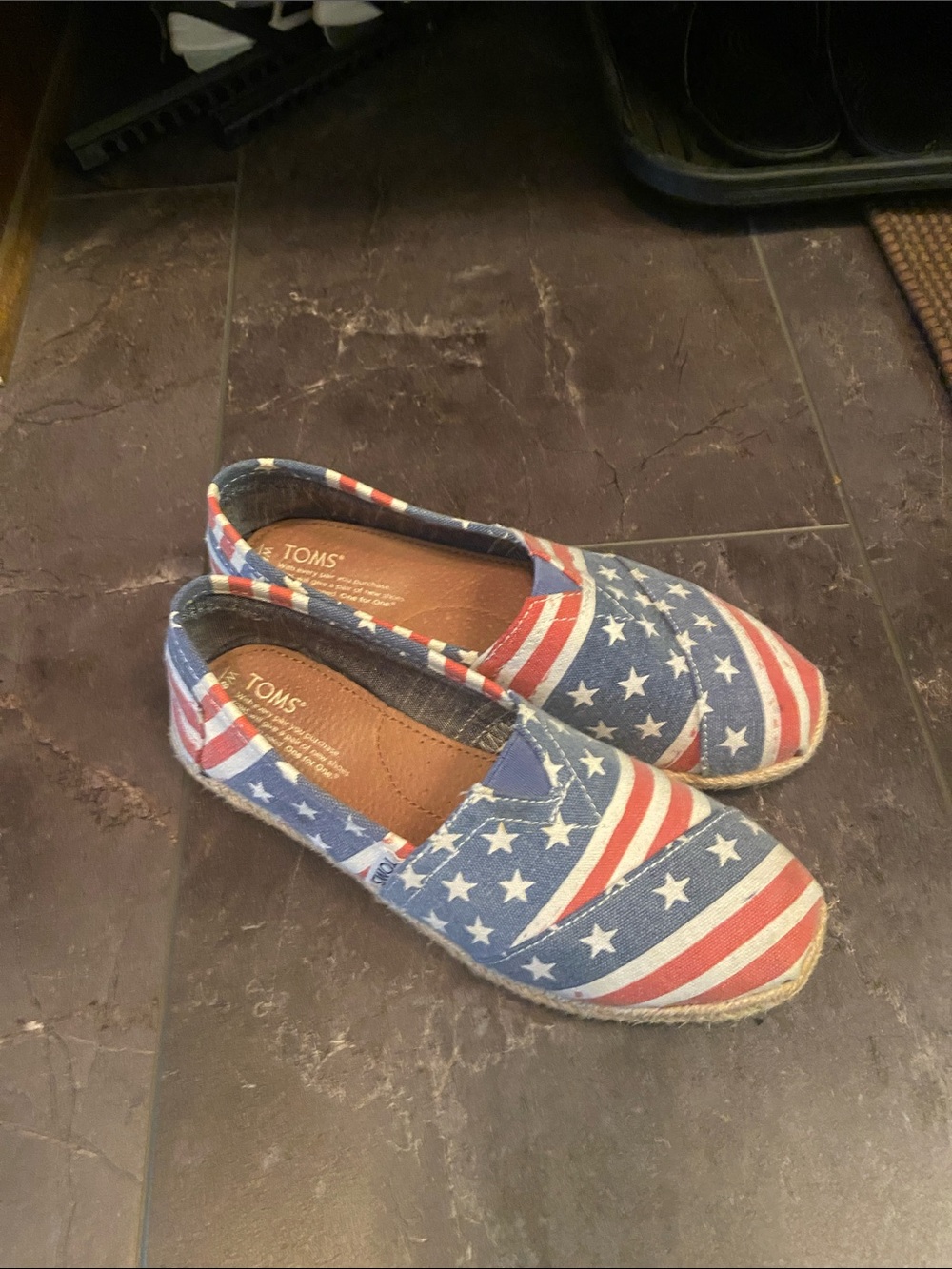 Toms Slip-On Flats in Red, White & Blue Stars & Stripes